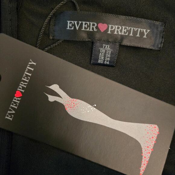 NWT Ever Pretty Women's Sexy V Neck Shiny Evening Dress Black Size 22 - Picture 9 of 10